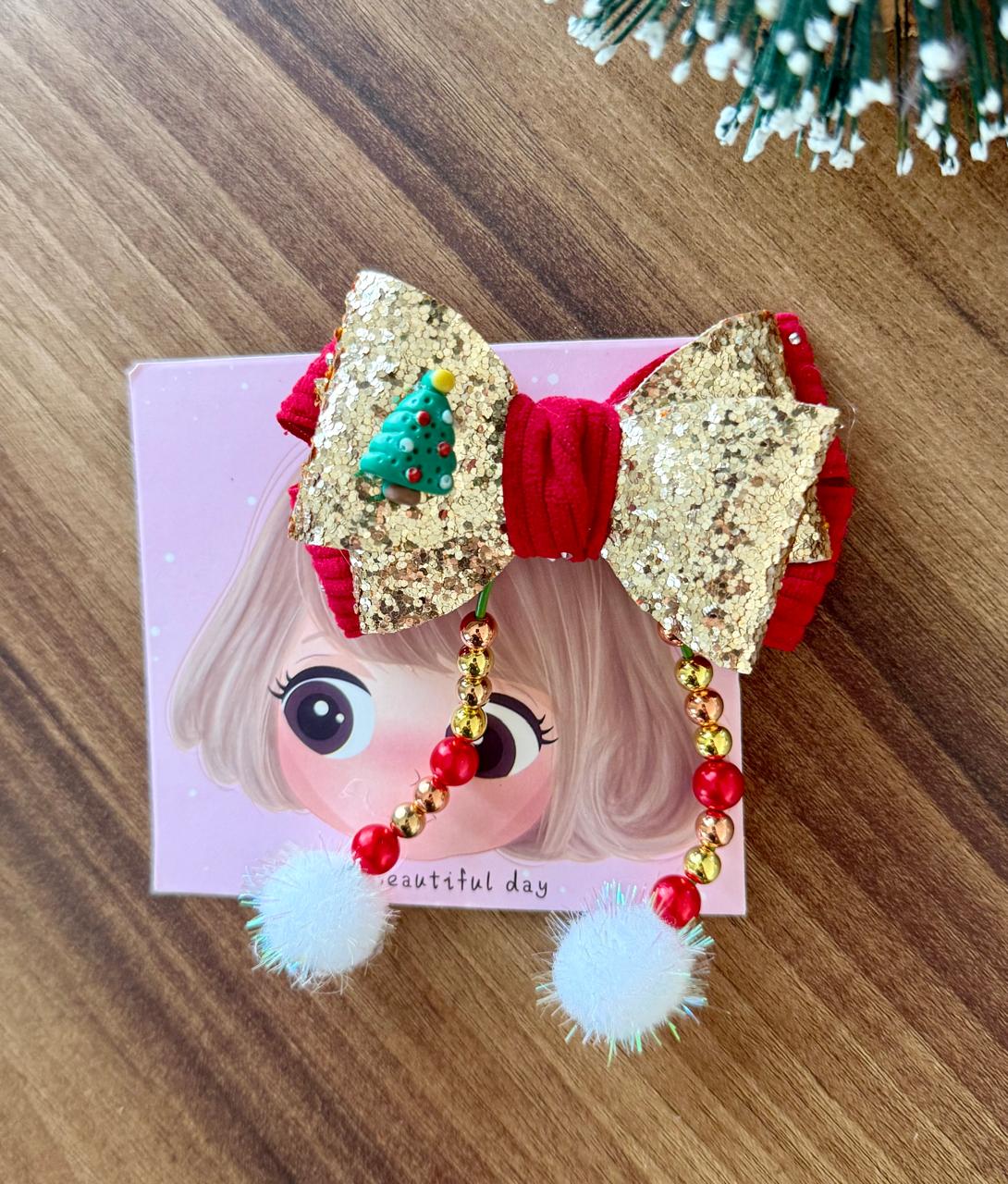 Bantyk Gold Sequence Christmas Tree Hair Clip