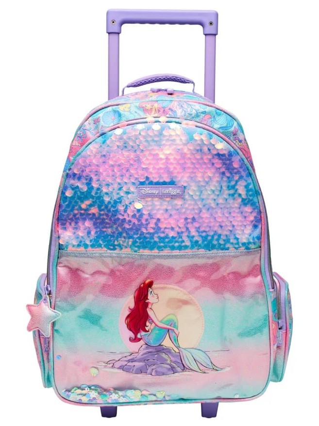 Smiggle Little Mermaid Trolley Backpack with Light up Wheels -18 Inches
