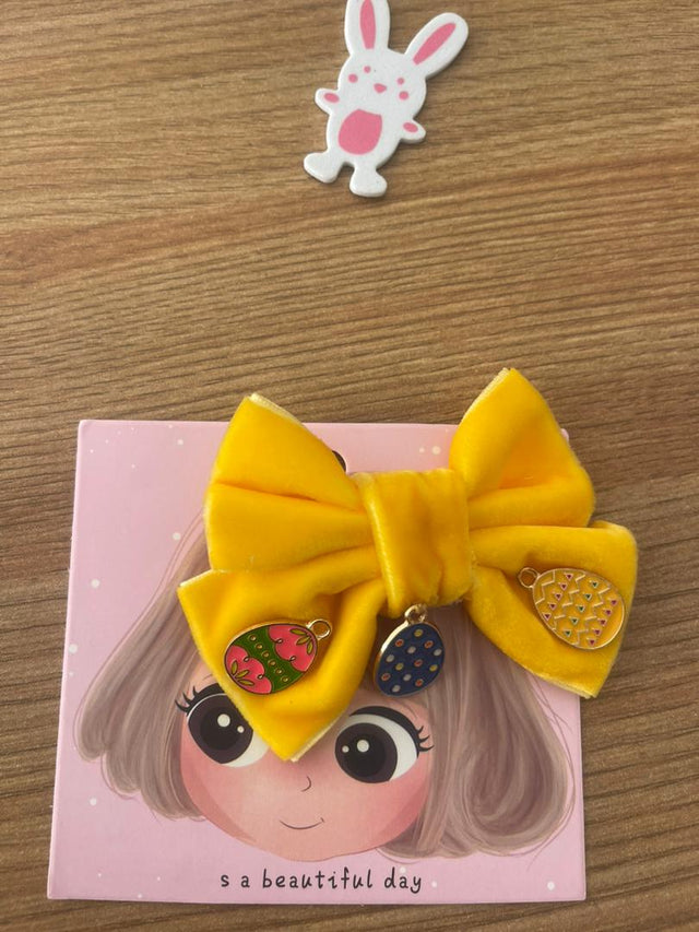 Bantyk Yellow Short Bow Easter Hair Clip