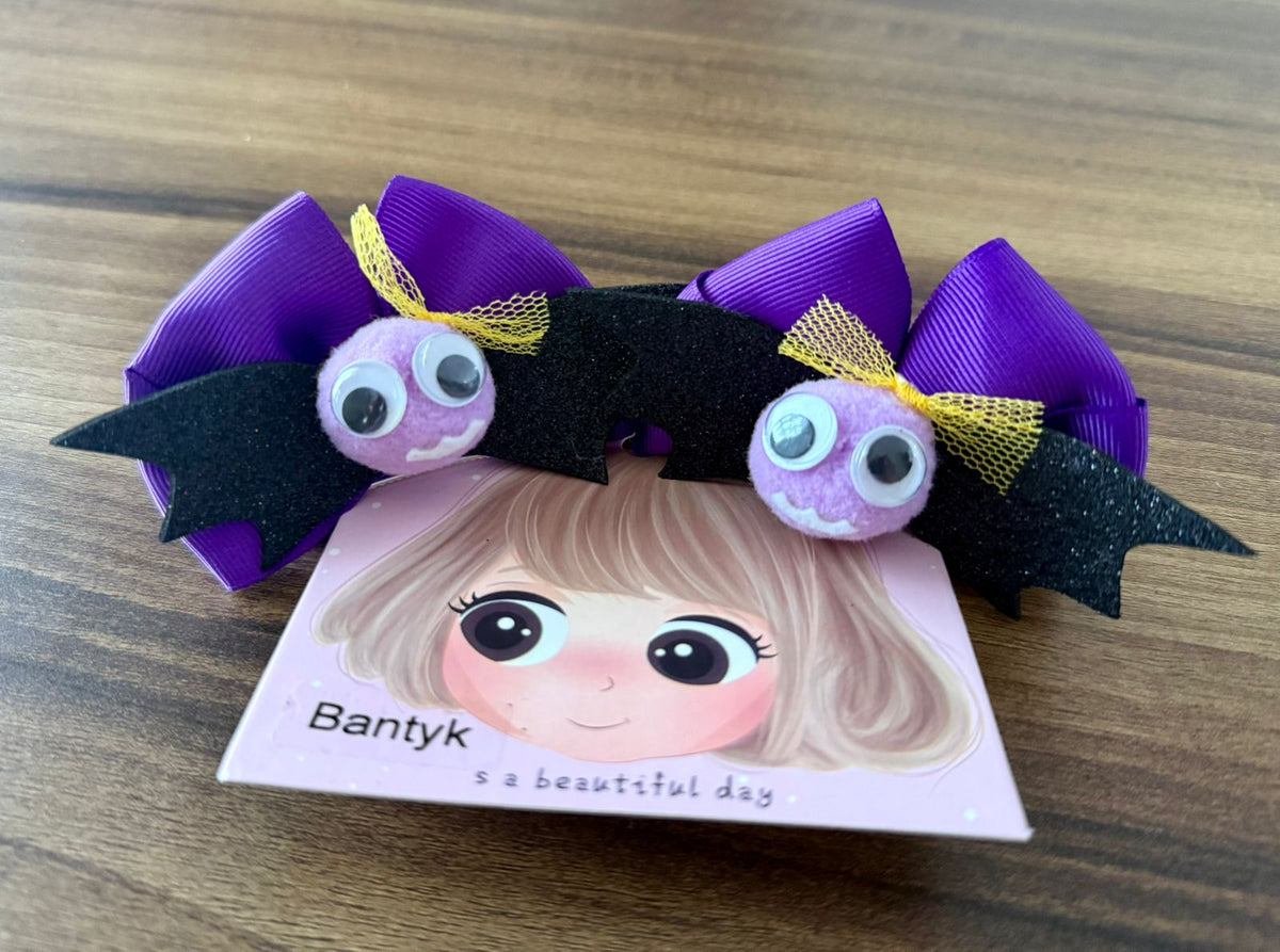 Bantyk Halloween Ribbon Bow With Googly-eye Hair Clip