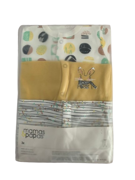 Mamas and Papas 3-in-1 Sleepsuits - 0-3m - White, Yellow, and White
