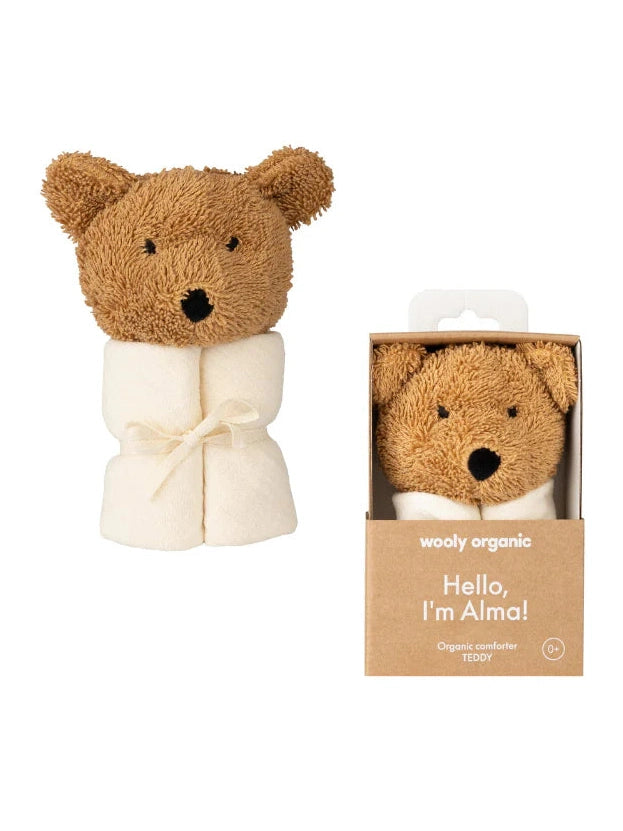 Wooly Organic Muslin Comforter with Soft Toy - Teddy:0m+