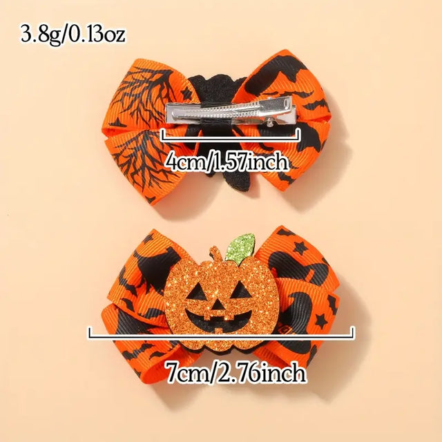 2pcs Halloween Pumpkin Hair Clips for Girls