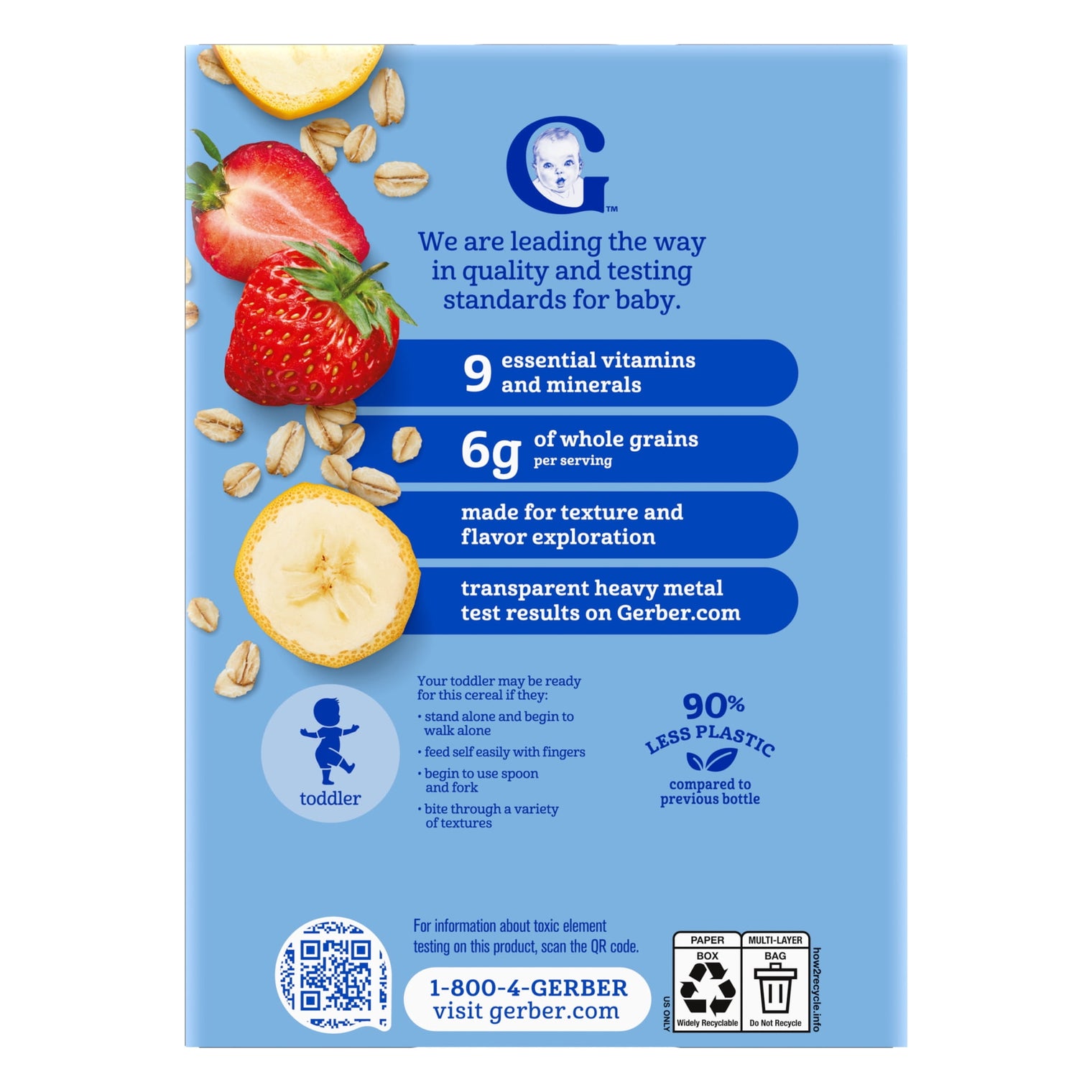 Gerber Oatmeal & Fruit - Lil' Bits Banana Strawberry Oatmeal Cereal 8 oz(227g) - 12Months+