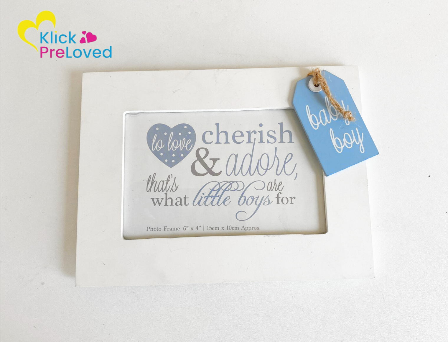 PreLoved Baby Boy White Photo Frame with Tag (Brand New)