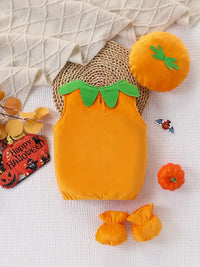 Three-Piece Sleeveless Halloween Pumpkin Set for Baby/Toddler