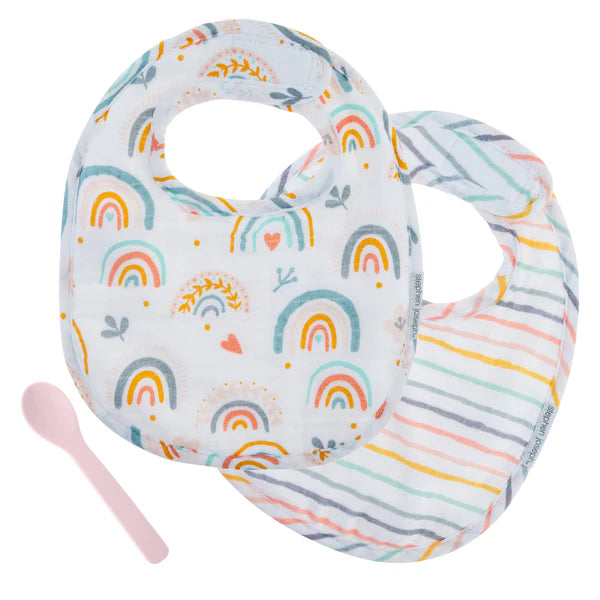 Stephen Joseph Muslin Bib and Spoon Sets (Available in 4 designs)
