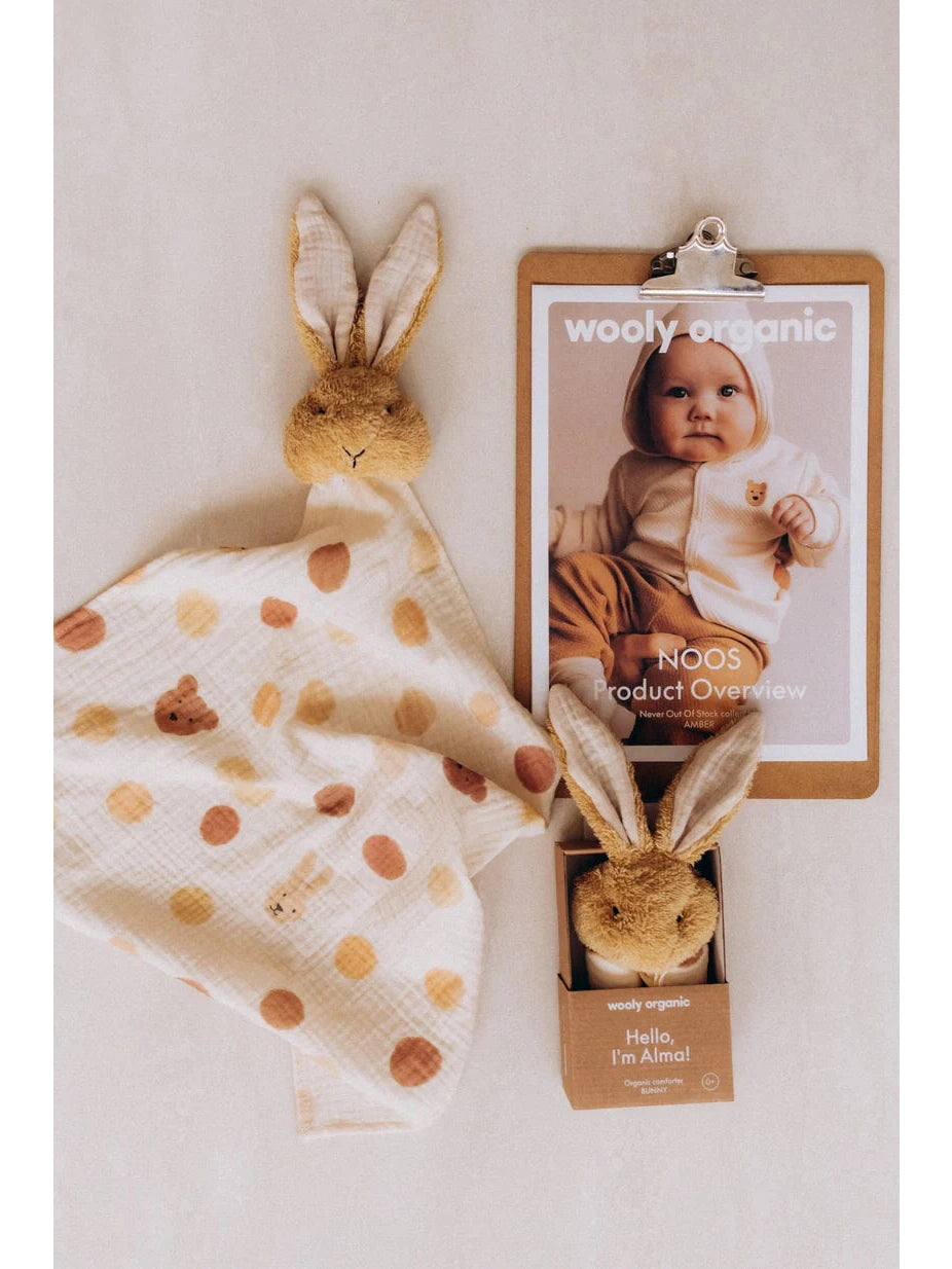 Wooly Organic Muslin Comforter with Soft Toy - (Bunny head with bigger Muslin)