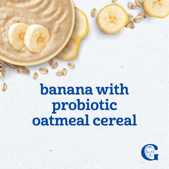 Gerber Oatmeal & Fruit - Banana with Probiotic Oatmeal Cereal 8 oz (227g) - 12Months+