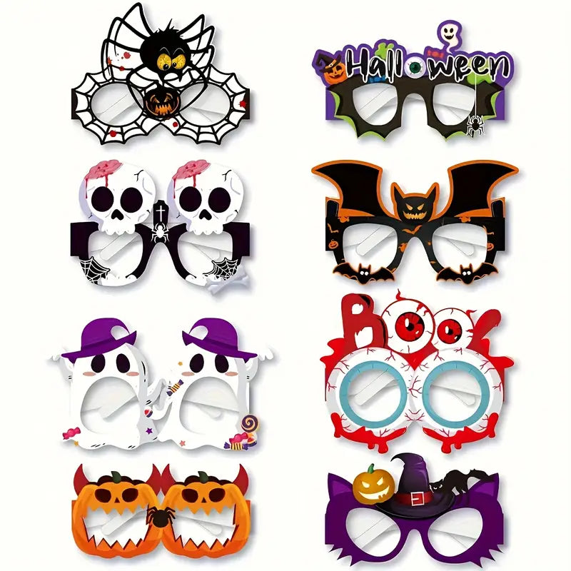 Eight-Piece Set of Halloween Decorative Paper Glasses