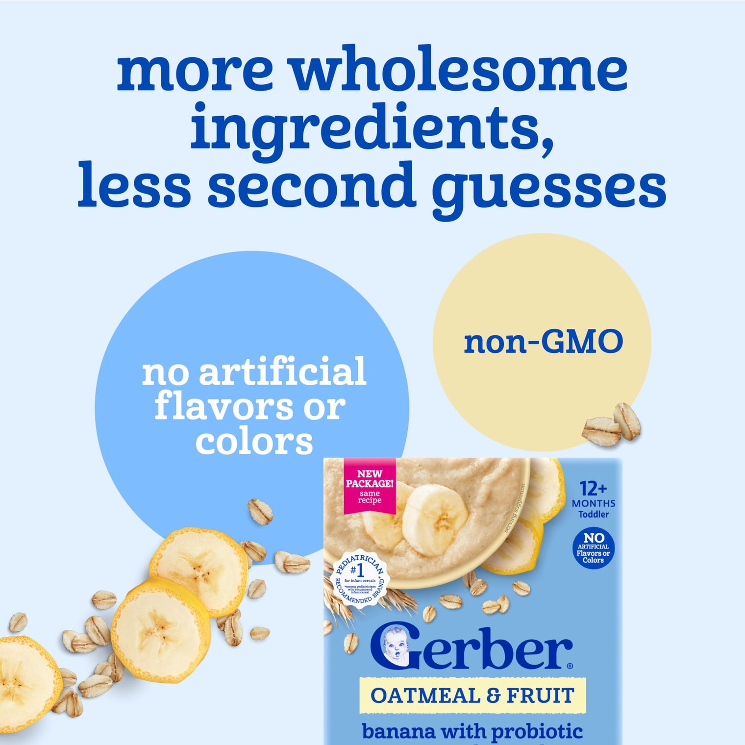 Gerber Oatmeal & Fruit - Banana with Probiotic Oatmeal Cereal 8 oz (227g) - 12Months+