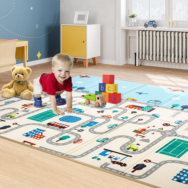 Kids Play Mat Double Sided -Caterfly Cityscape