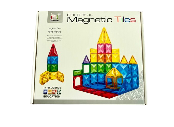 Colorful Magnetic Tiles 73 Pcs - 3+
