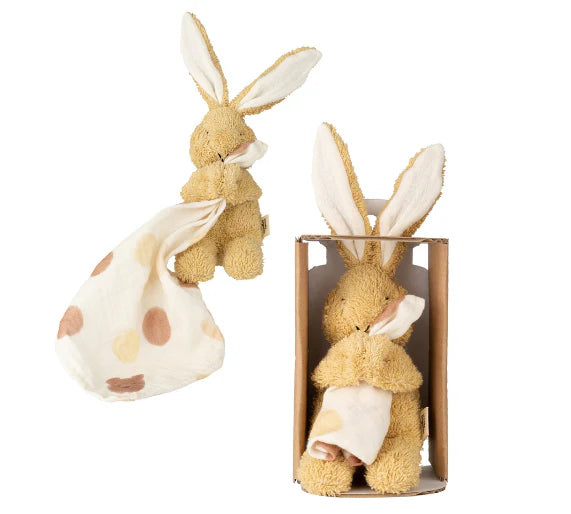 Wooly Organic Muslin Comforter with Soft Toy - (Bunny head with Smaller Muslin)