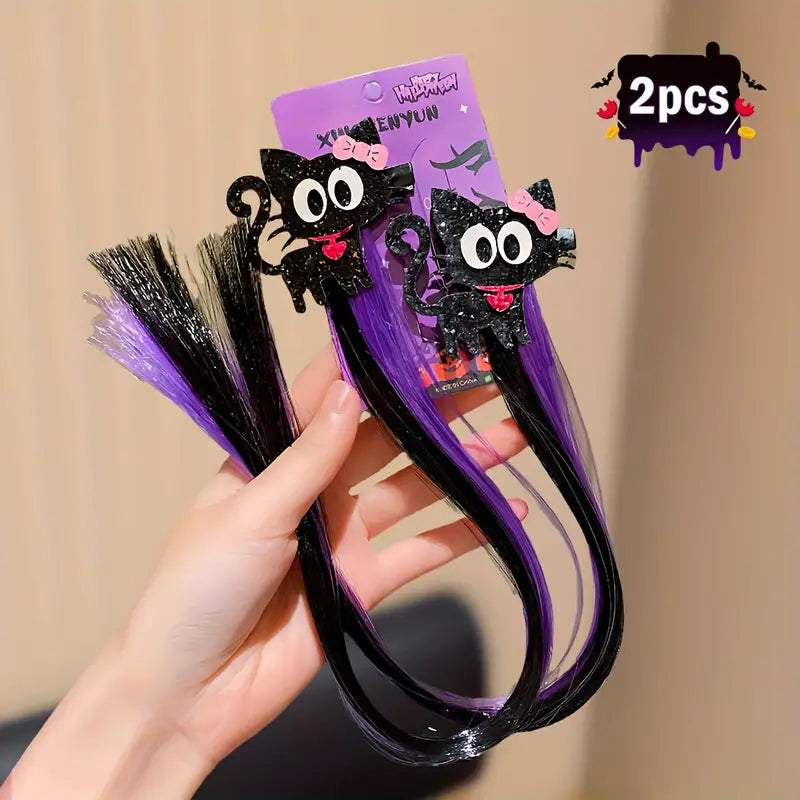 2pcs Multicolor Stylish Halloween Black Cat Hair Clips