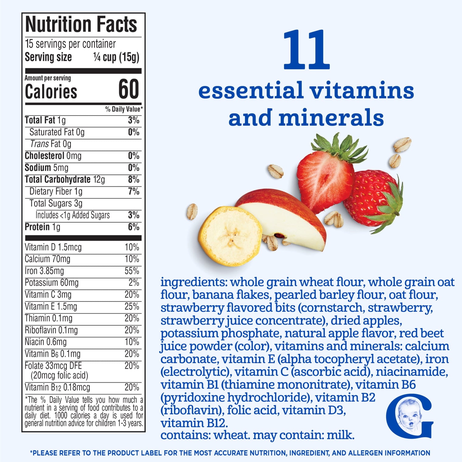 Gerber Multigrain & Fruit - Hearty Bits Banana Apple Strawberry Multigrain Cereal 8 oz(227g) - 12Months+