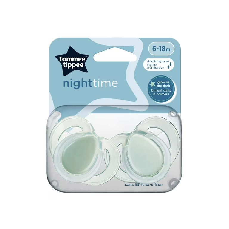 Tommee Tippee Green Nighttime Orthodontic Soothers, Glow In The Dark, 6-18m