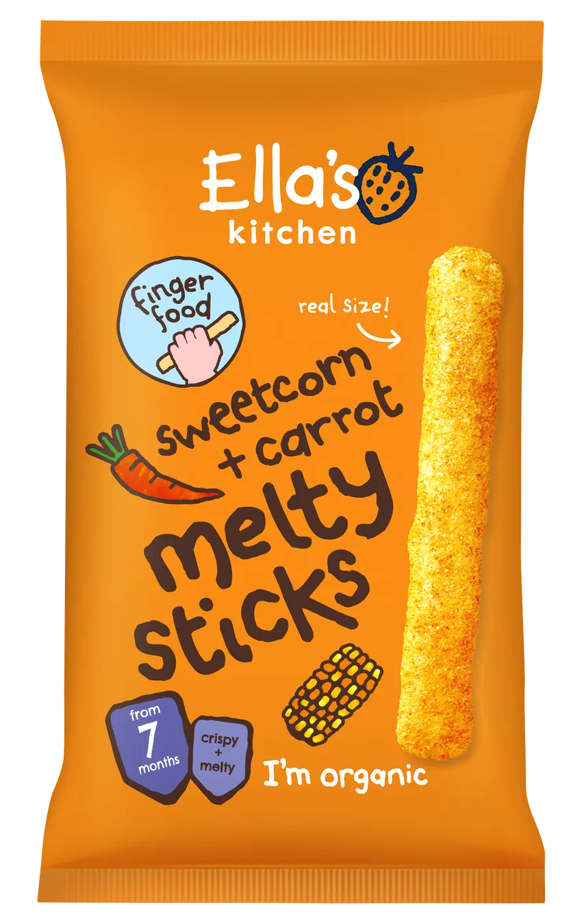 Ella's Kitchen Sweetcorn + Carrot Melty Sticks From 7 Months - 16g