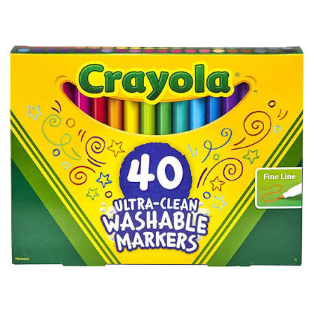 Crayola Ultra-Clean Washable Assorted, Fine Line, ColorMax Markers - 40 Count