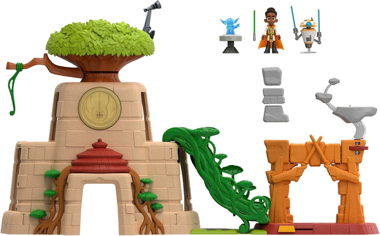 Star Wars: Young Jedi Adventures Tenoo Jedi Temple, 20-Inch-Tall Playset with Lights & Sounds, 2 Action Figures.