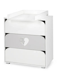 Chest of Drawers Nel Heart Collection with Removable Changing Tray