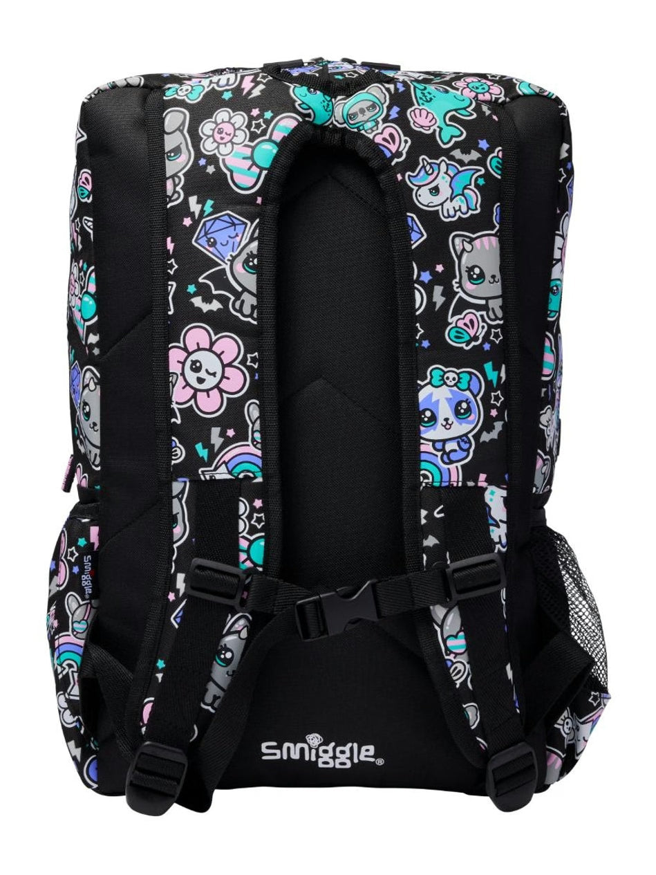 Smiggle Trailblazer Black Foldover Attach Backpack – 16 Inches