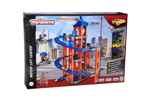 Majorette Motor Lift Center + 5 Cars