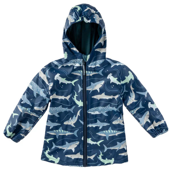 Boys Stephen Joseph Raincoats - Navy Shark (4 Sizes Available)