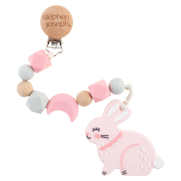 Stephen Joseph Silicone Teether Pacifier Clip (Available in 2 different designs)