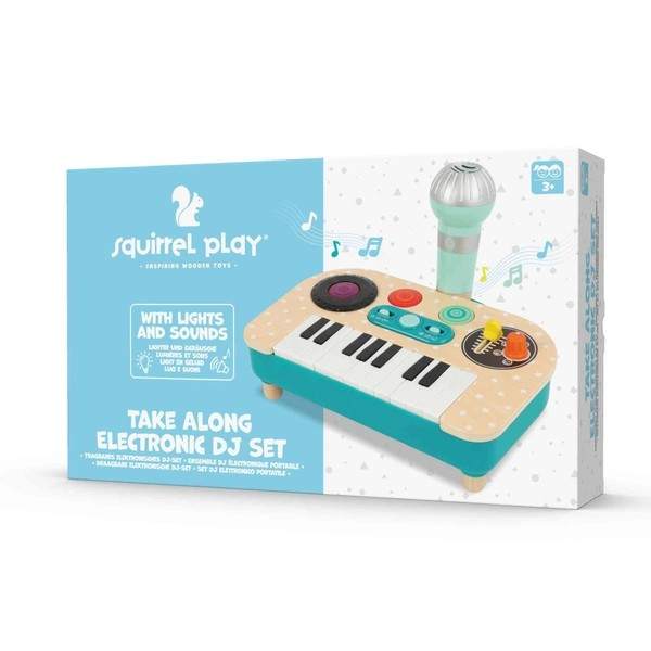 Squirrel Play Wooden Piano Take Along Electronic DJ Set